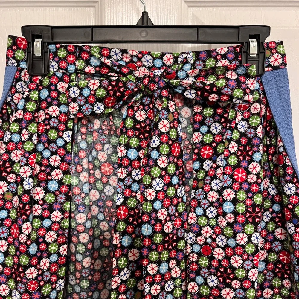 Handmade Blue Waffle Weave Holiday Snowflake Wrap Waist Apron Georgia USA XS-L